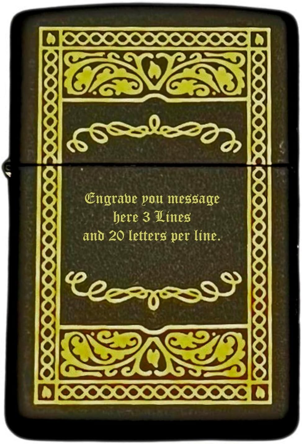 Personalized American Classic Elegant Design Lighter Zippo - Free Engraving - Christmas, Halloween & Valentines Day Gift (Black Matte Frame)