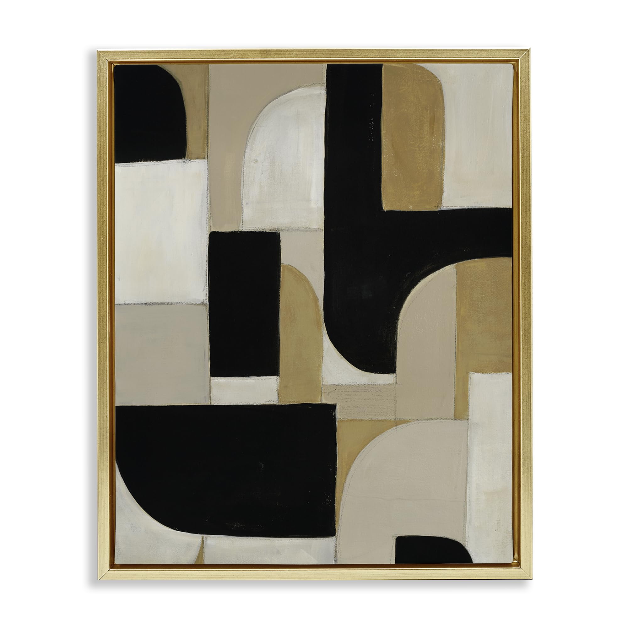 'Black & Neutral Shapes'| Floating Frame Canvas Art