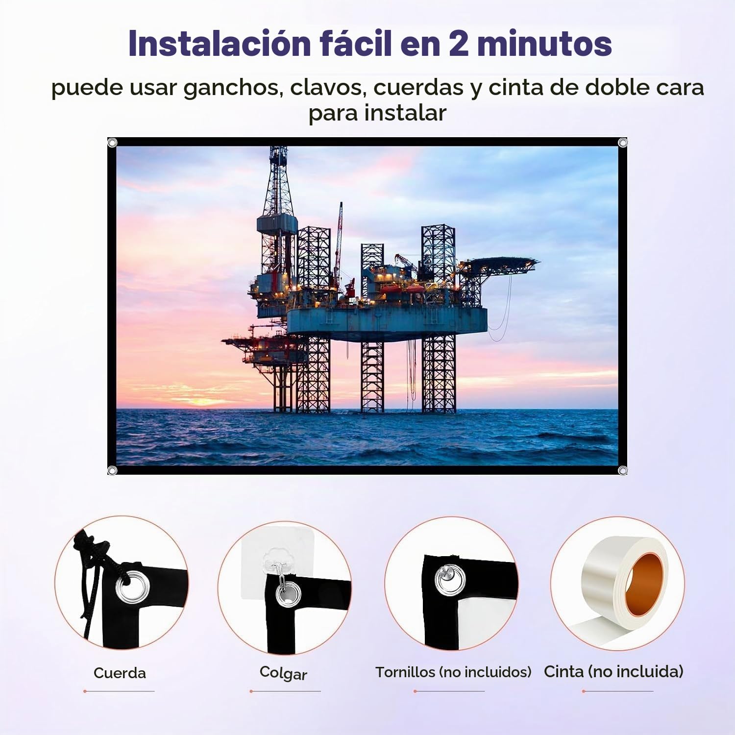 Pantalla de proyección con tecnología de rechazo de luz ambiental (ALR), versión mejorada 4K 16:9 para exteriores, portátil y de fácil instalación; ideal para cine en casa (150in,Upgraded & Thickened)