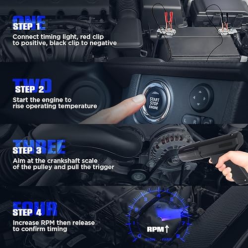 Miniatura 4 de AUTOOL Luz de sincronización de 12 V, pistola de sincronización del motor, luces de flash fuertes con clip de sensor deslizante para automóvil,