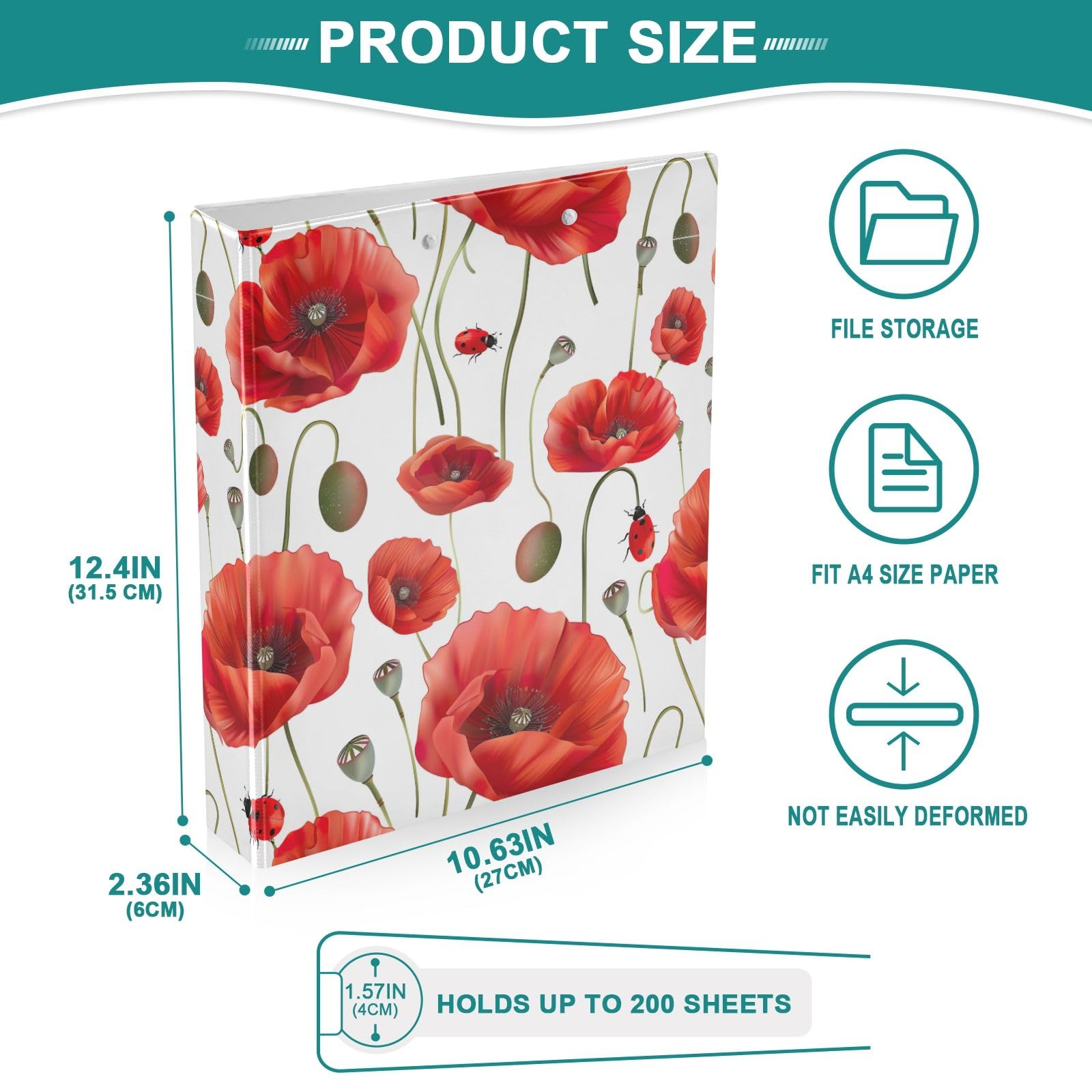 Classeur à 3 Anneaux En Tissu De 2,5 C Pour Papier De Forat Lettre, Classeur à Trois Anneaux