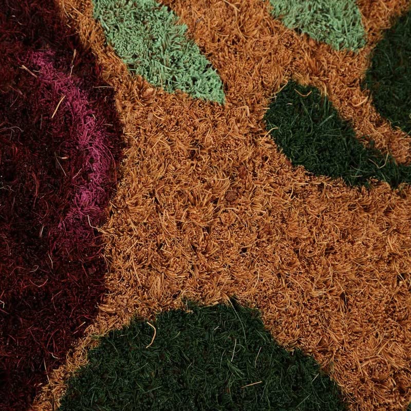 homes r usRoji Flower Coir Printed Floor Mat, Multicolour - 75x120 cm