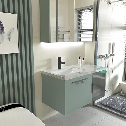 Vista 3 de Grifo de lavabo de baño negro mate, grifo de baño de un solo agujero, grifo mezclador de lavabo con manguera de 3/8 pulgadas