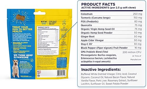 Miniatura 5 de WildPaw WonderBites para un rápido alivio de las alergias, 90 masticables suaves, suplemento natural para perros con picazón en la piel y alergias,