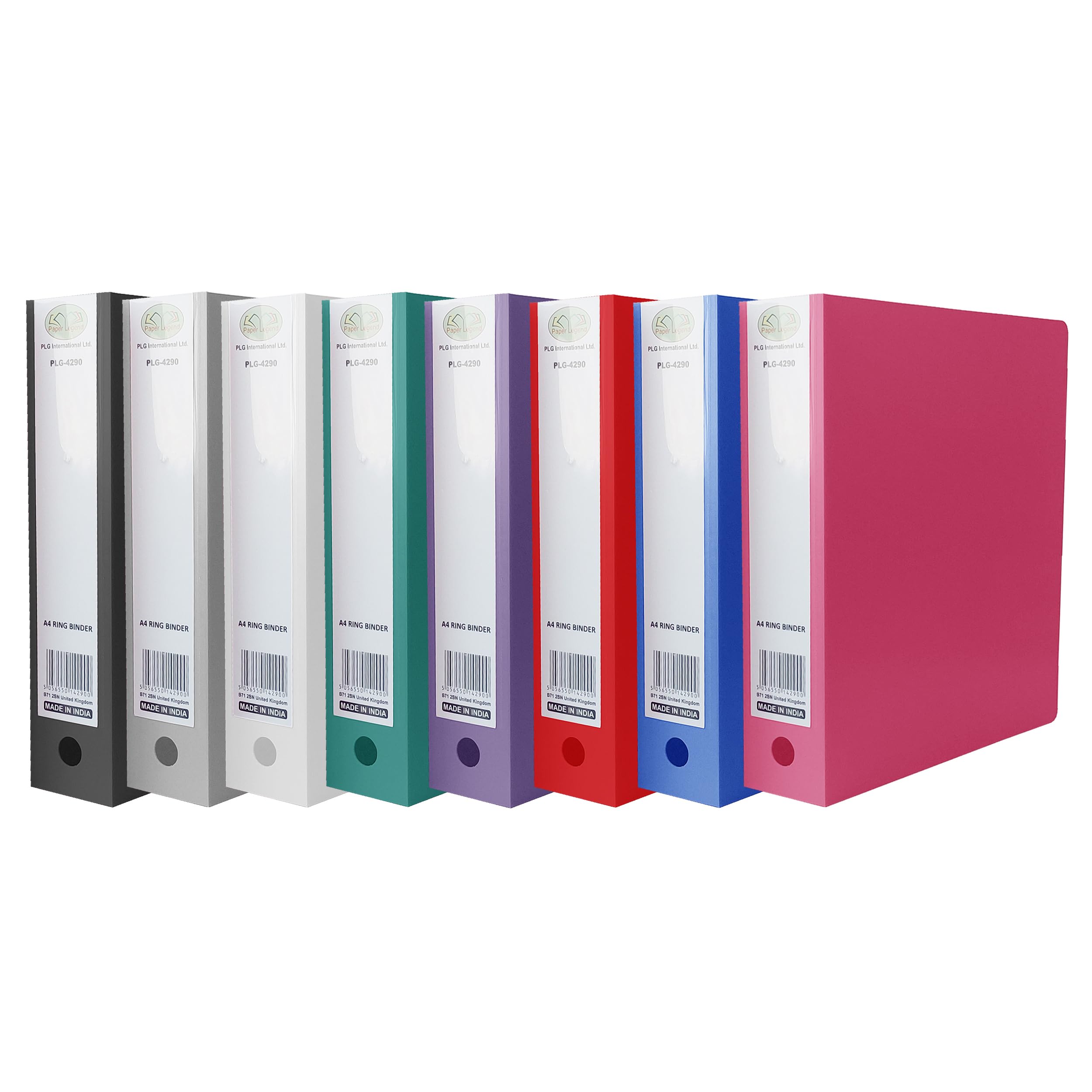 TRG Pack of 10 - Professional Document Organisation, Storage & Filing Solutions Assorted Colours Designed for Efficient School, Office, Business & Home Management (A4 Ring Binder File)