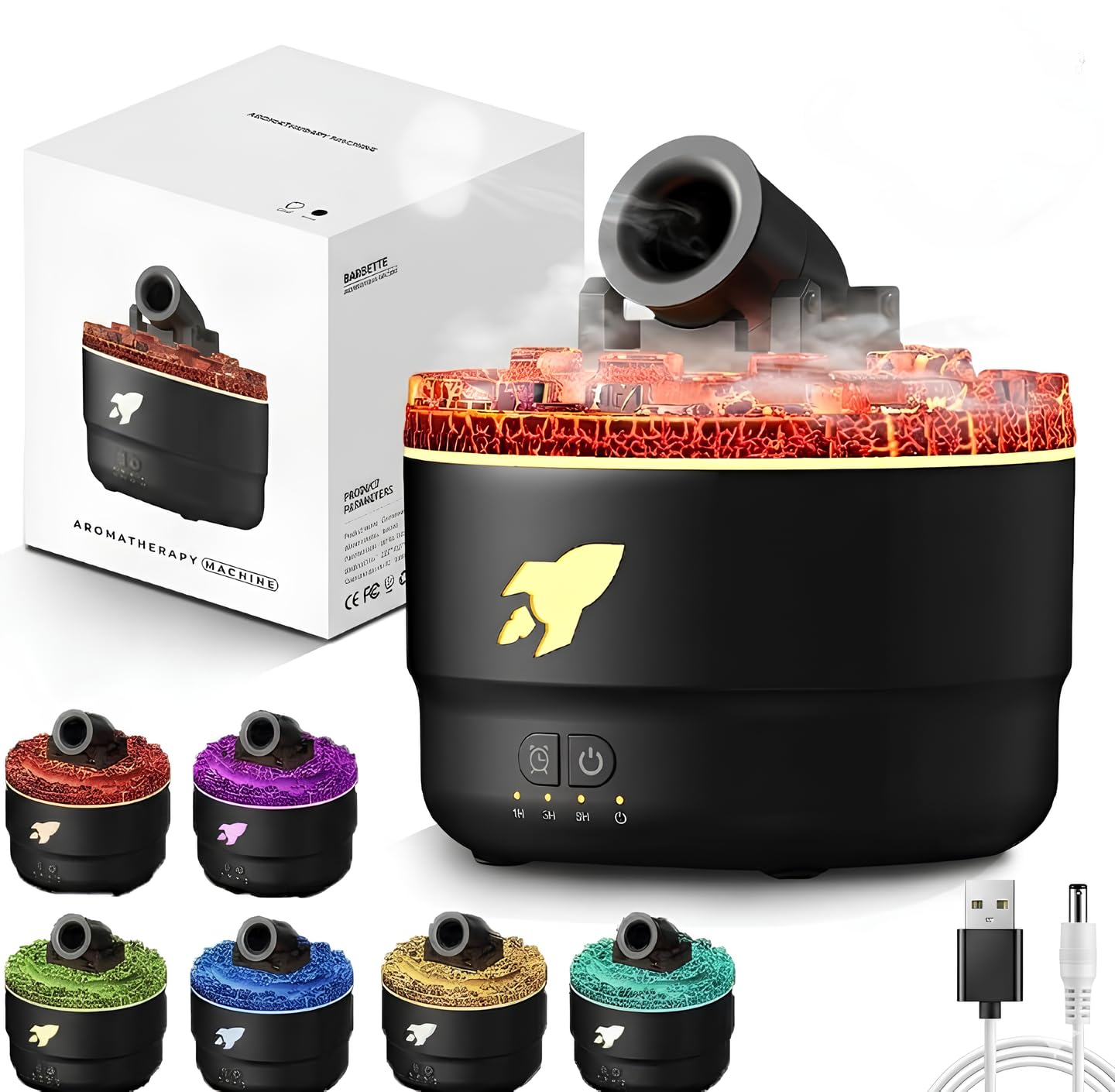 KIMEE LED Cannon Aroma Diffuser & Humidifier, Desktop Cool Mist Maker with Color LED Lights, 2 Mist Spray Modes - Perfect for Bedroom, Office & Aromatherapy