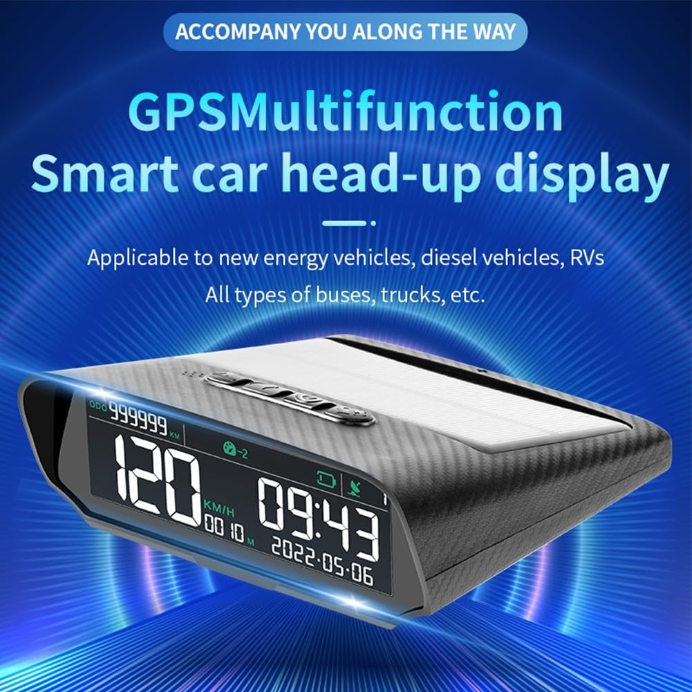 Auto Wireless Solar HUD Head Up Display, X100 Veicolo GPS Digitale Multi-funzione Solare USB Auto Tachimetro Digitale Con Schermo LCD