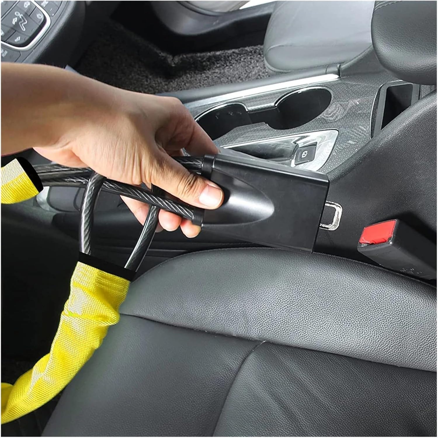 Sturdy Lock Theft Prevention with Fit for Seat Belt Buckles Rotary Steering Wheel Lock Theft Car Lock Enhance Automobile Security(Blue)