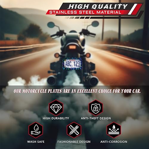 Miniatura 6 de Marco de placa de matrícula de dragón para motocicleta, a escala colorida, de acero inoxidable, divertido soporte para placa de motocicleta,