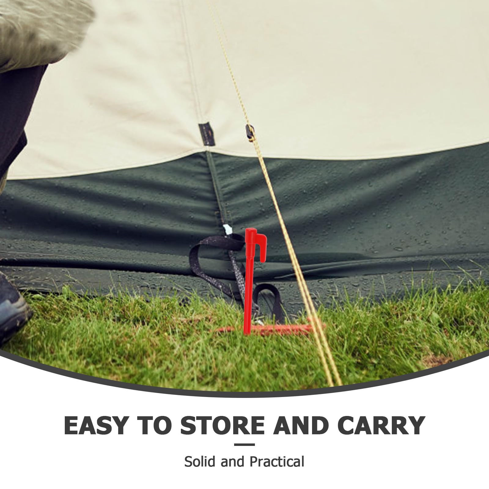 100 piquetas de plástico para Carpas: estacas Resistentes para toldos, Ideales para Acampar, jardinería y mochilerismo. Estacas para césped, Lonas y Arena para Playa, Color Rojo.