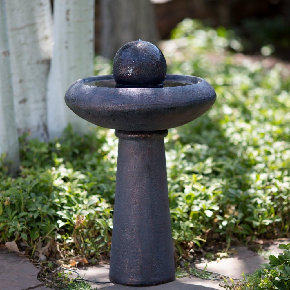 Smart Solar Rounded Solar Garden Outdoor Bird Bath Fountain