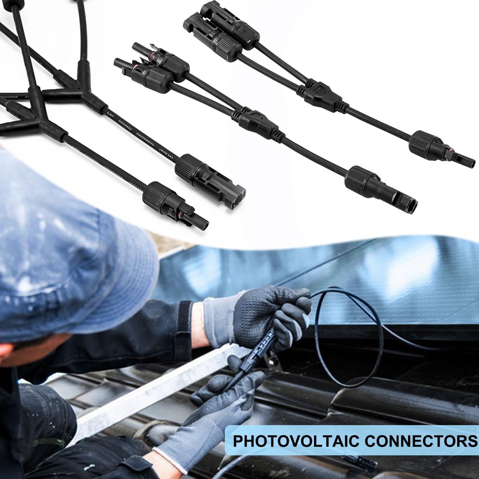 Kit Cables Solares En Y 1 A 2 Y 1 A 3 | 10 Pares Conectores MC4 + 4 Llaves | Para Paneles Fotovoltaicos