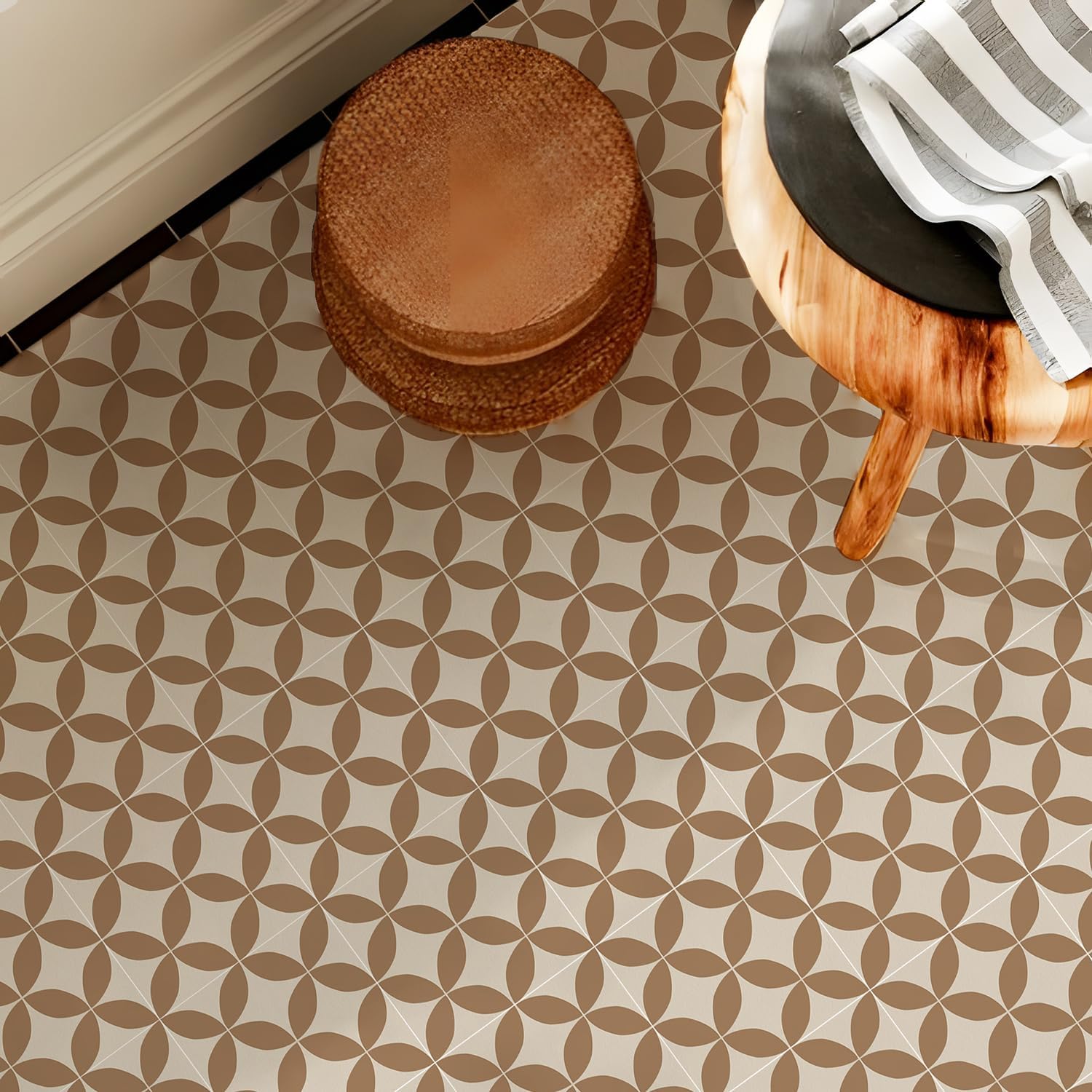 Amazon.com: PONIIIEU Boho Floor Vinyl Tile Sticker Vintage Wall Decals Self Adhesive Bathroom ...