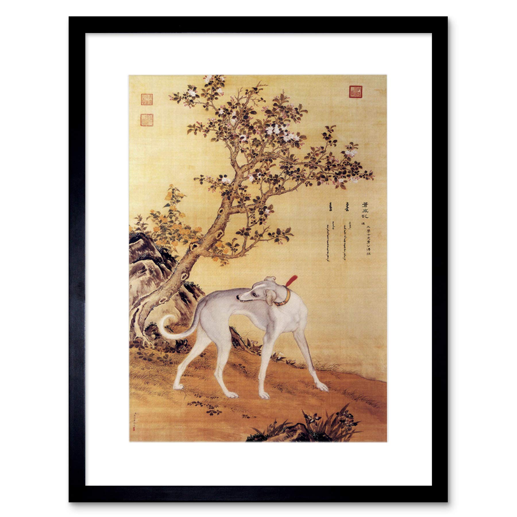 Wee Blue Coo ANIMAL CASTIGLIONE PRIZED DOGS CANGSHUIQUI GREYHOUND FRAMED PRINT B12X12753