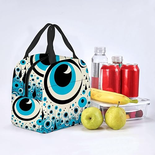 Miniatura 8 de OOZ Lonchera aislada para mujeres y hombres, para el trabajo, con patrón de círculos de mal de ojo, reutilizable, a prueba de fugas, para adultos,