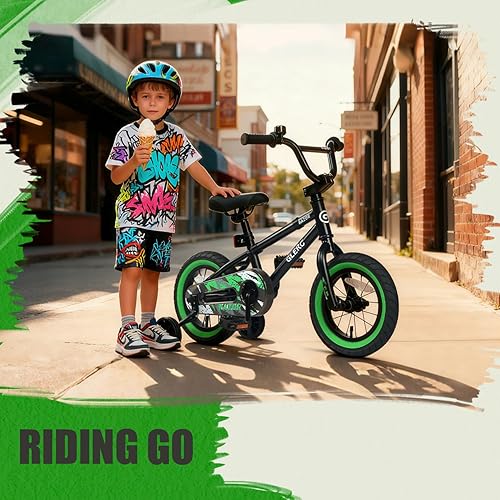 Miniatura 4 de Glerc Bicicleta para niños de 1 a 8 años, bicicleta para niños de 12 a 16 pulgadas, estilo BMX, con ruedas de entrenamiento, bicicleta para niños y