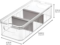 Vista 2 de Recipiente grande de plástico para nevera y despensa de iDesign con asas, caja modular apilable de almacenamiento de alimentos para el congelador