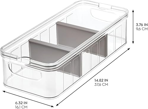 Miniatura 3 de iDesign - Organizador grande para nevera con divisor extraíble y tapa, juego de 6, transparentegris