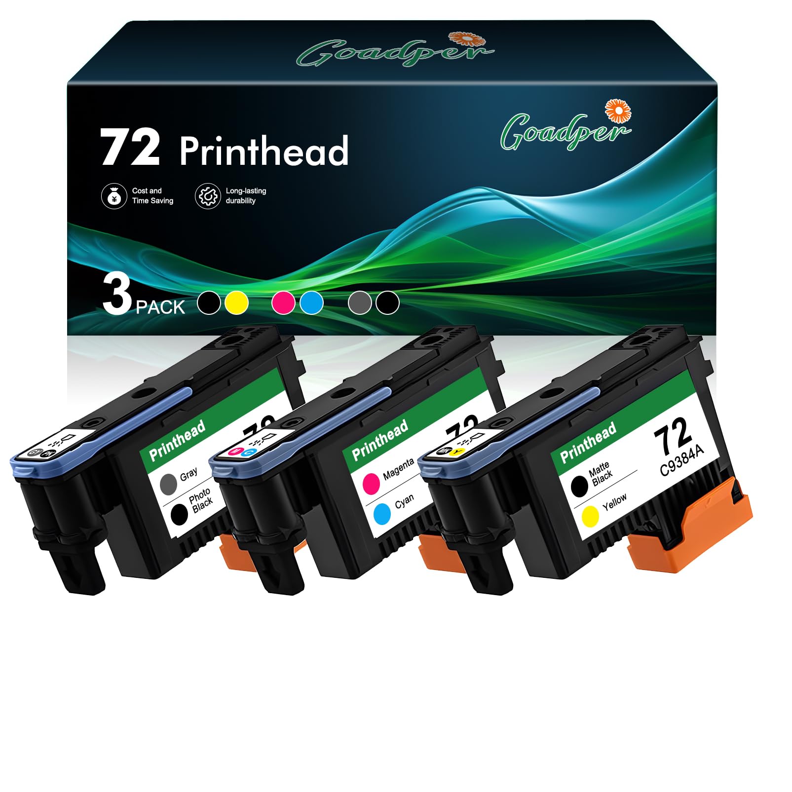 72 Cabezal de impresión Compatible para HP 72 C9380A C9383A C9384 para HP Designjet T2300 T1120 T610 T1300 T790 T620 T770 T1100 T1200 T600 (Negro/Amarillo,Magenta/Cian,Gris/Foto Negra)