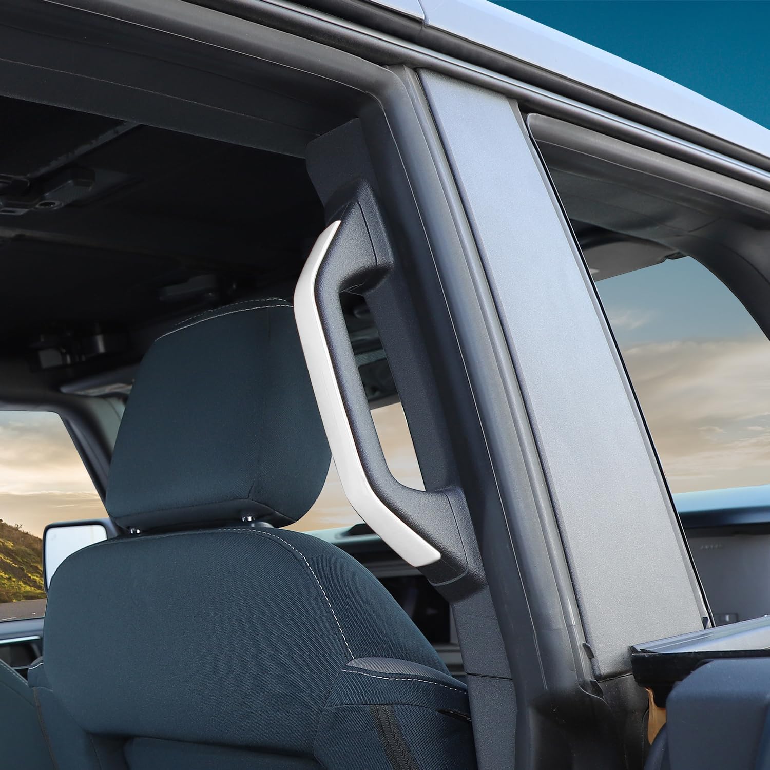 RAZPOY B-Pillar Handle Grab Panel Trim Cover Compatible with 2021-2023 Ford Bronco Interior Accessories 4-Door, White
