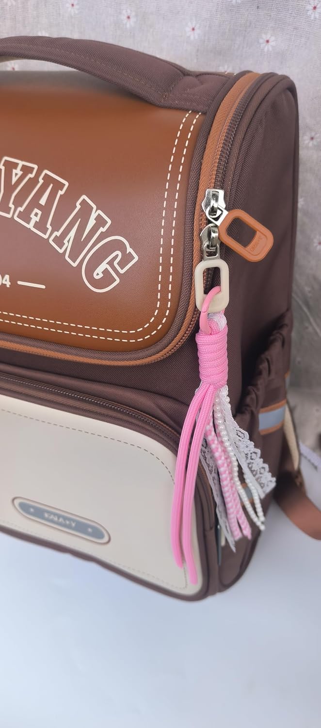 Decorative Tassel Keychain, Ribbon and Lace Design, Assorted Colors,Gingham and Floral Pattern, Key Ring Charms, Purple Yellow Green, Spring Collection (Light Pink) image 2