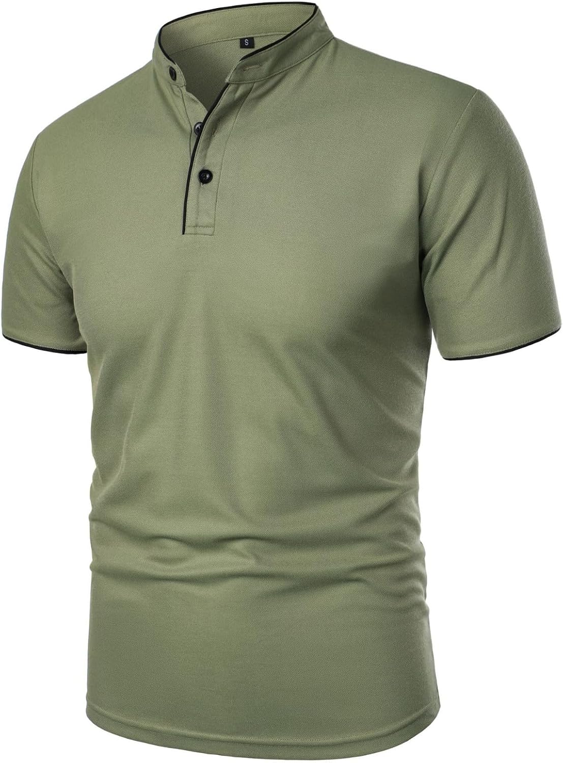 Men's Golf Henley Shirt Band Collar Short Sleeve Tops Casual Summer Tshirts Business Work Outfits