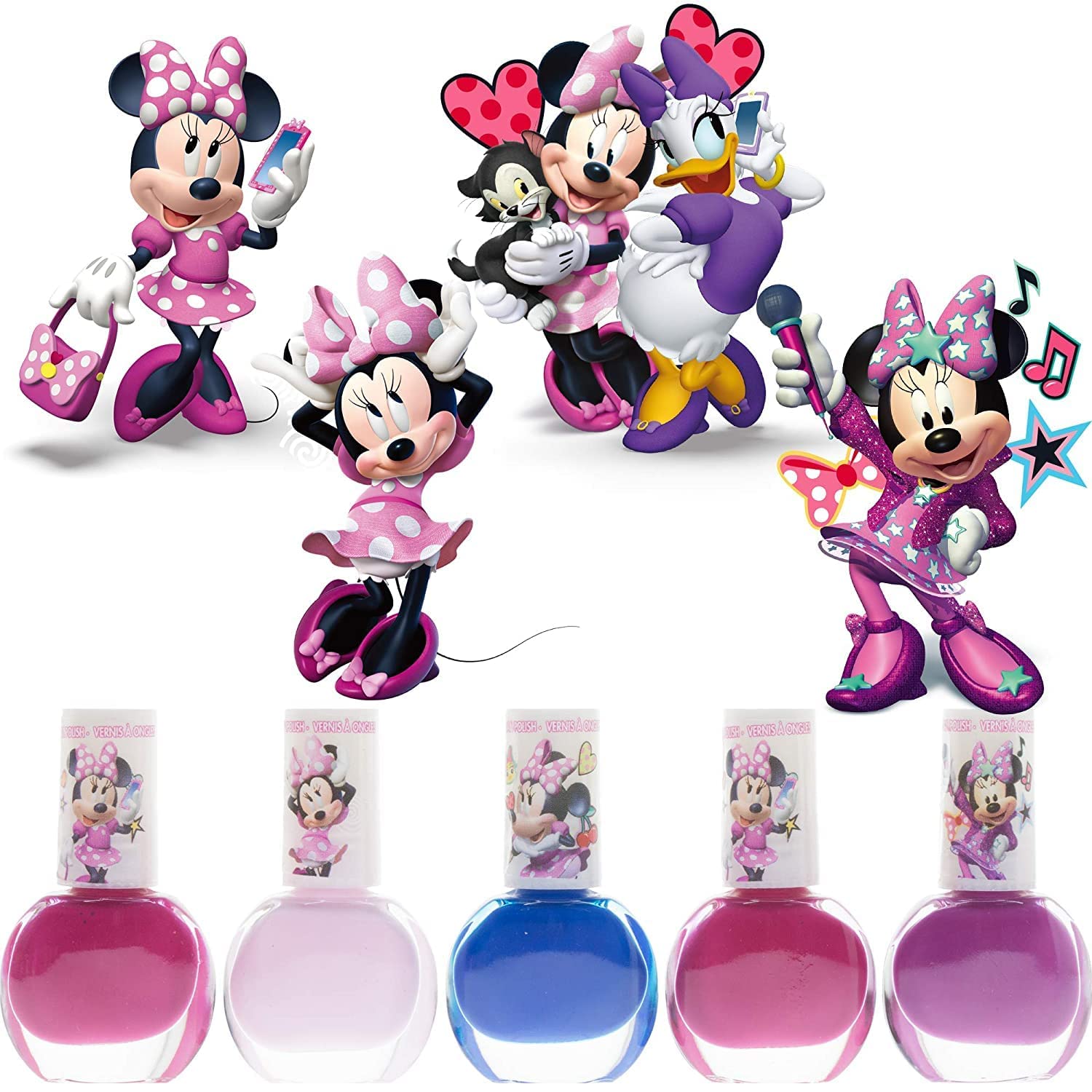 Townley Girl-Disney Minnie Mouse|The Top Nail Saloon for Kids|Non toxic,Glittery,Opaque,Water Based,Quick Dry,PeelOff NailPolish Kit|Perfect for Gifts,Party,Sleepover&Makeover|15 Amazing Shades|Age 3+