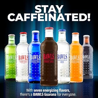BAWLS Guarana Cherry Cola, BAWLS Guarana Drink, Guarana Soda, Guarana Fueled Soda for Energy, High Energy Caffeinated Drink, 10oz 12 Pack Glass Bottles