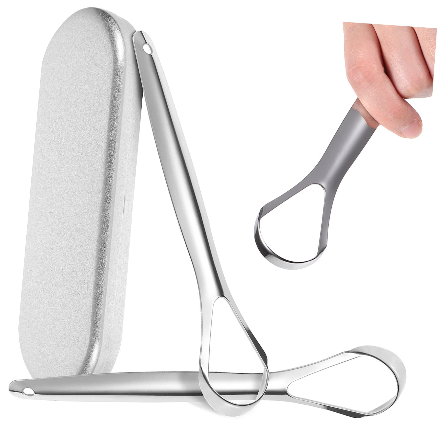 FOMIYES 2Pcs Stainless Steel Tongue Scrapers Tongue Cleaners with Storage Box for Adults and Tongue Cleaning Supplies to Prevent Bad Breath and Promote Oral