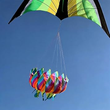 9KM DWLIFE Colorful Rainbow Flower Kite Tail Windsock Line Laundry Flower Tail Kite Flying