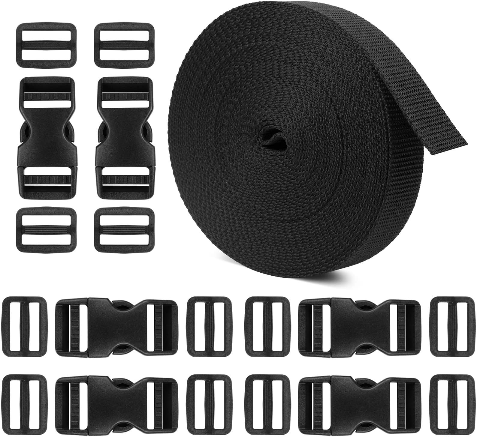 TOVOT 5PCS 63" Nylon bing Straps with Flat Side Release Buckle and TriGlide