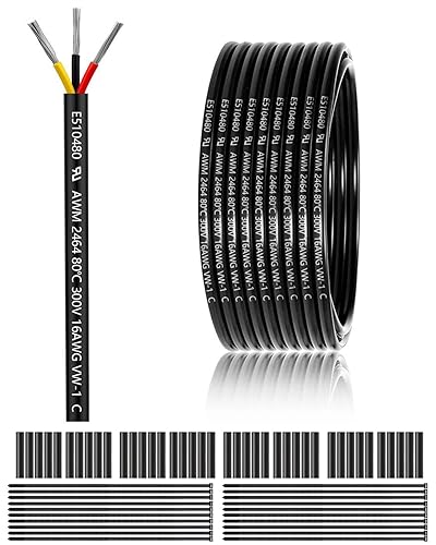 Miniatura 57 de Cable eléctrico de calibre 18 y 3 conductores de 50 pies, UL 2464 18 AWG 3 cables de cobre estañado PVC trenzado de 18/3 núcleos para iluminación