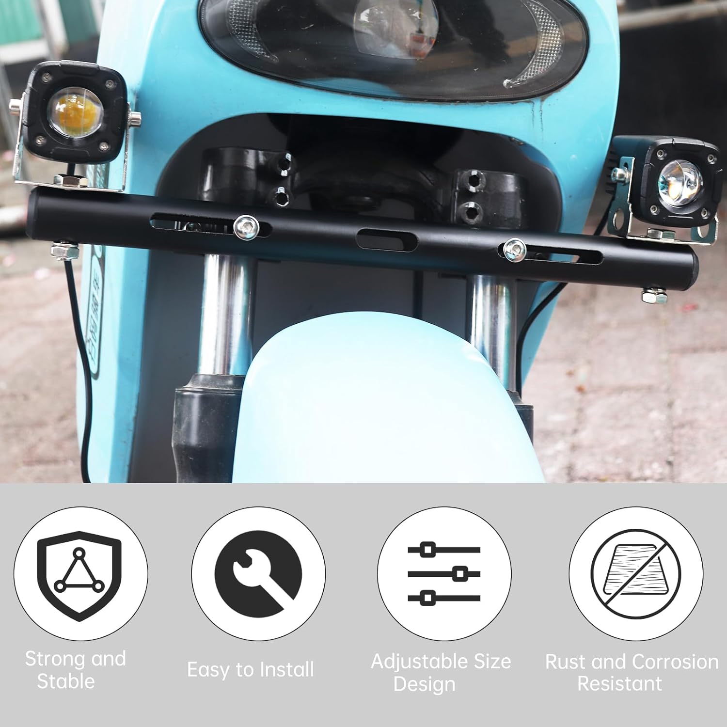 Windance 1 Set Multi Functional Light Bar Bracket,Adjustable Front Fork Auxiliary Light Expansion Mounting Holder,Spotlight Mounting Bracket for Motorcycles Scooters Tricycles Four Wheeler ATV UTV