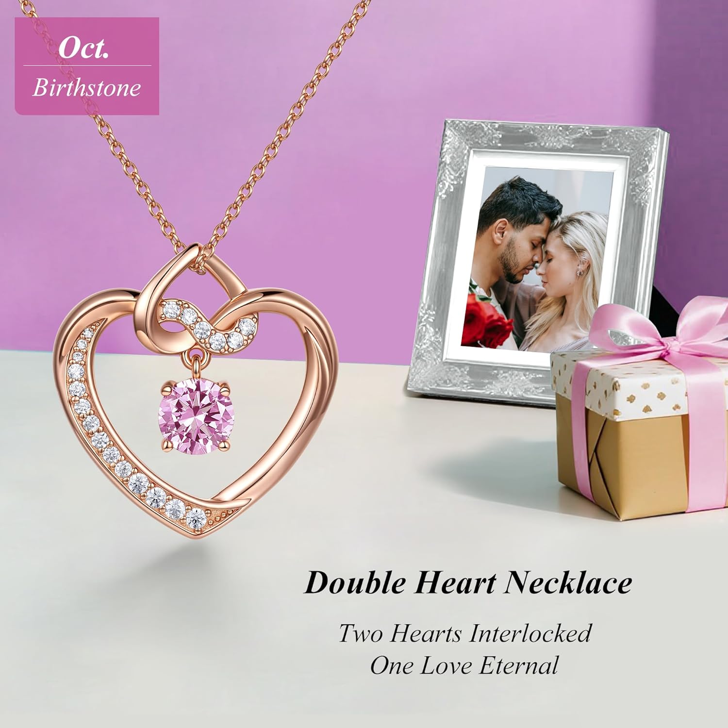 Heart Birthstone Necklaces Gifts for Women Wife, Jewelry for Women Wedding Anniversary Birthday Gifts for Wife Girlfriend Mom Christmas Valentines Gifts S925 Sterling Silver - Image 4