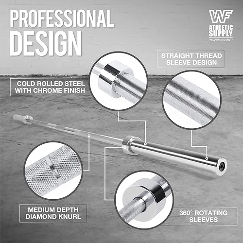 Miniatura 3 de WF Athletic Supply Juego de placas de peso olímpicas tradicionales y clásicas de 290 libras, 300 libras y 555 libras con barra olímpica de 7 pies,