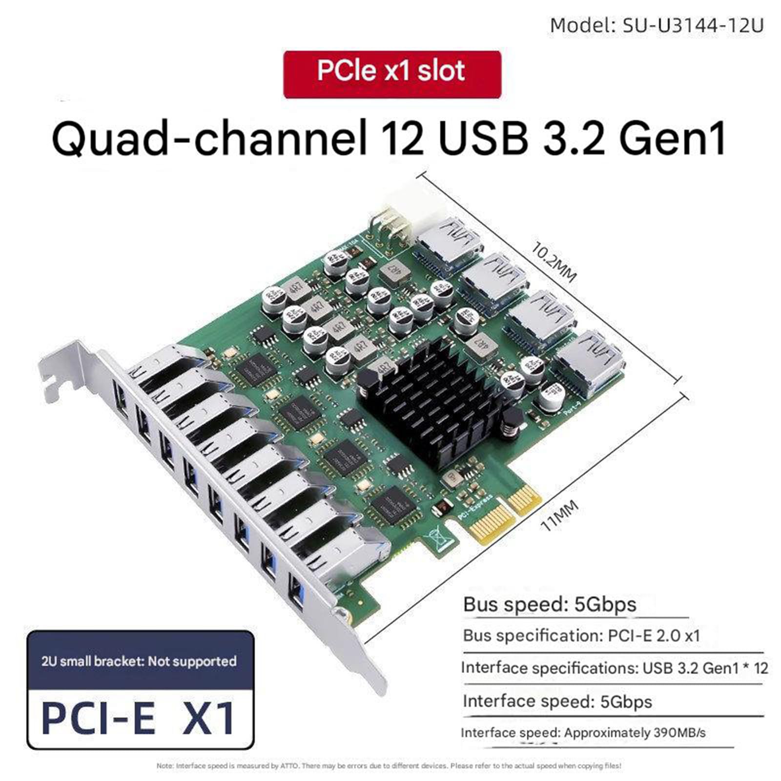 Slot PCIe 1X a 4 convertitori Porte USB 3.2 Gen1 velocità Trasmissione 5 Gbps per l ' espansione delle periferiche dei Computer Desktop