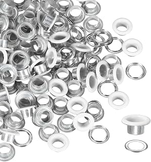 YELARXI Grommets Kit, Metal Eyelets, Grommet Eyelets Kit with Washers 6mm 1/4" Round Inner Hole Fitting for (Fabric/Shoes/Clothes/DIY Crafts/Bag/Belt) 250 Set & White
