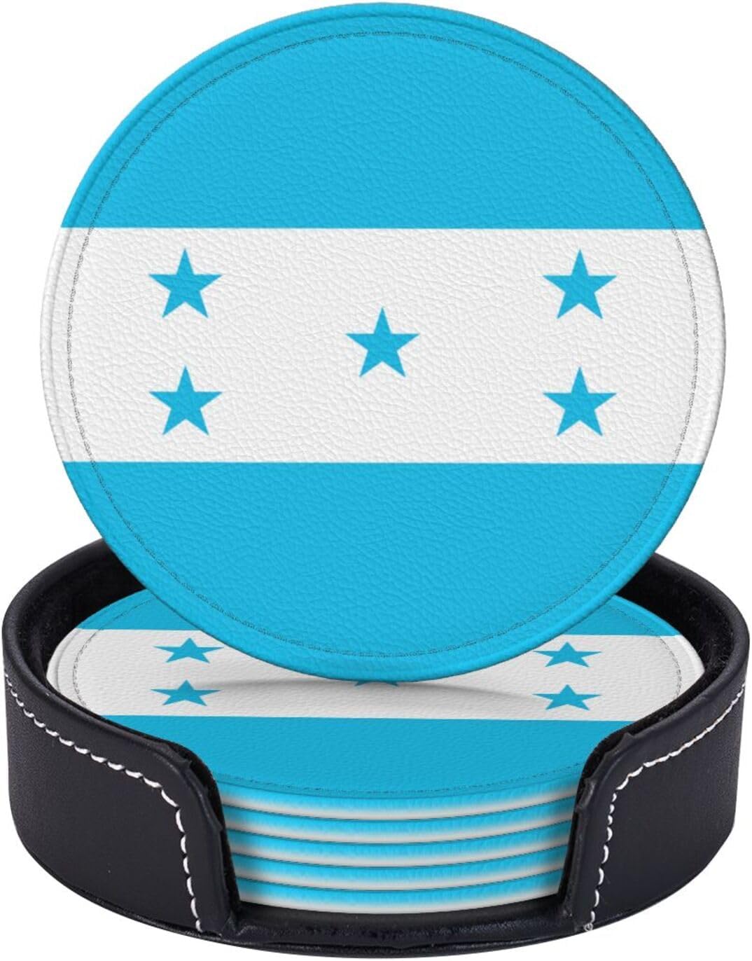 6 Pack Maryland State Flag Leather Coaster with Holder for Drinks- Heat Resistant Non-Slip National Flag Funny Coasters for Wooden Table Coffee Bar Kitchen Decor Housewarming, Set of 6