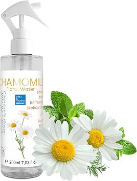 Bleu & Marine Bretania Organic Chamomile Hydrosol Water | Anti-Inflammatory, Soothing Skin Cleanser | For Acne, Eczema, Psoriasis | Sensitive, Allergic Skin, 200ml Spray
