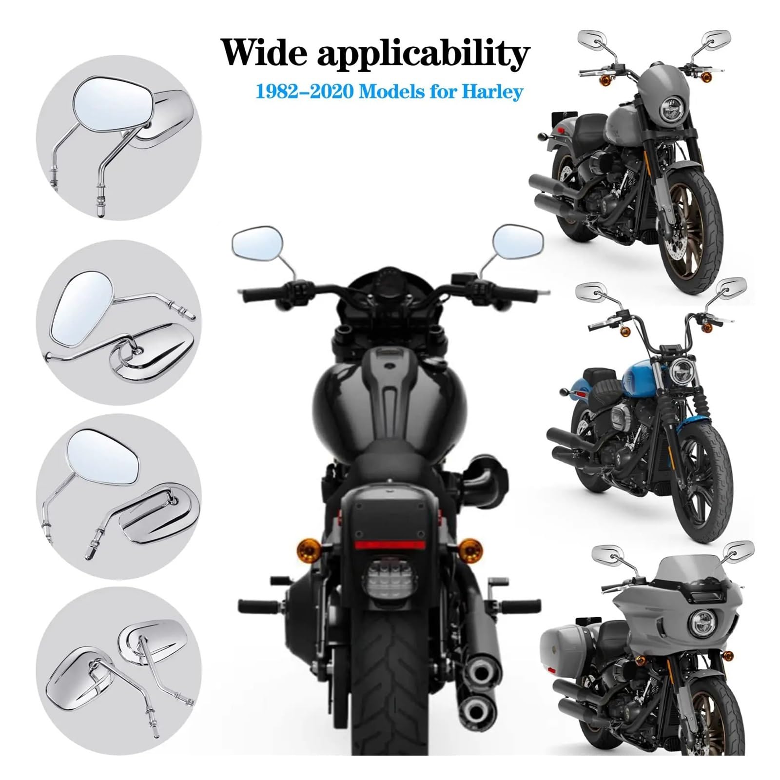 Motorcycle Mirrors Rétroviseurs Latéraux De Moto 8 Mm pour Ha&rley Softail Dyna Sportster XL 883 1200 Touring Road King Street Glide CVO FXDB FXDF