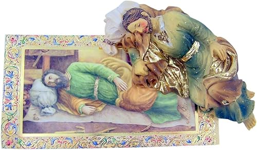 Patron Saint Statue Estatua de San José durmiente católica pintada a mano con tarjeta de oración de 4 pulgadas