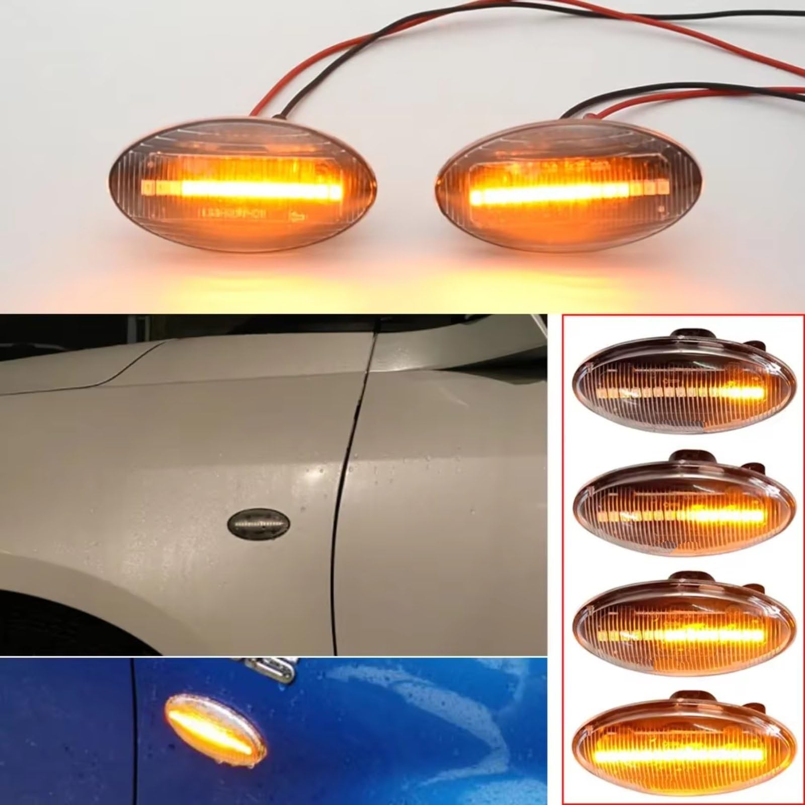 indicatore luminoso Compatibile Con Fiat Per Sedici 2005-2012 3641063J0 2 Pezzi Luce Di Segnalazione Laterale Dinamica Sequenziale Indicatore Di Direzione Ambra