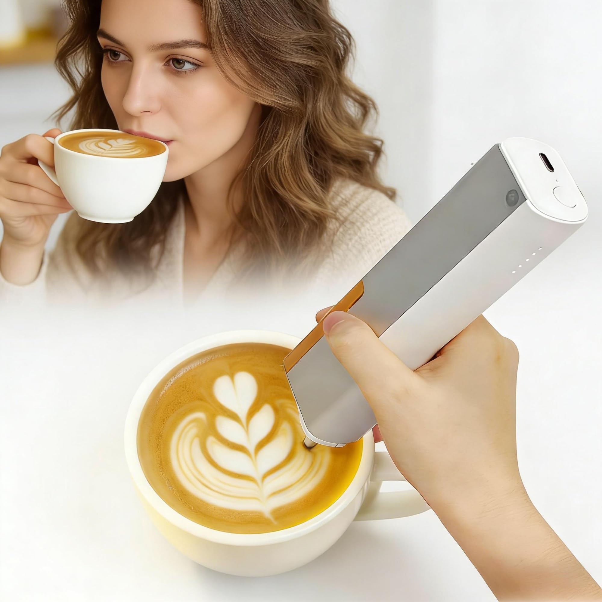 Impresora Comestible Bluetooth Compacta Portátil Bolígrafo De Impresión De Alimentos Portátil Adecuado For Pasteles Galletas Café Cerveza Cócteles Macarrones Doméstico Tiendas Pequeñas(Black)