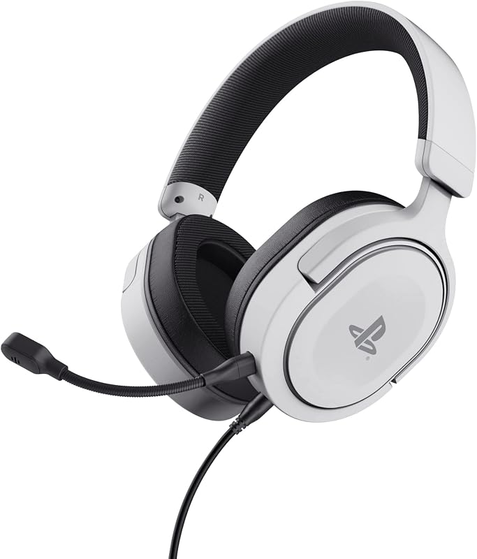 GXTrust Forta PS5 Gaming Headset PlayStation 5 Licencelt Fehér | 50 mm hangszóró, 3D audio, 3,5 mm jack, levehető mikrofon, 1,2 m kábel