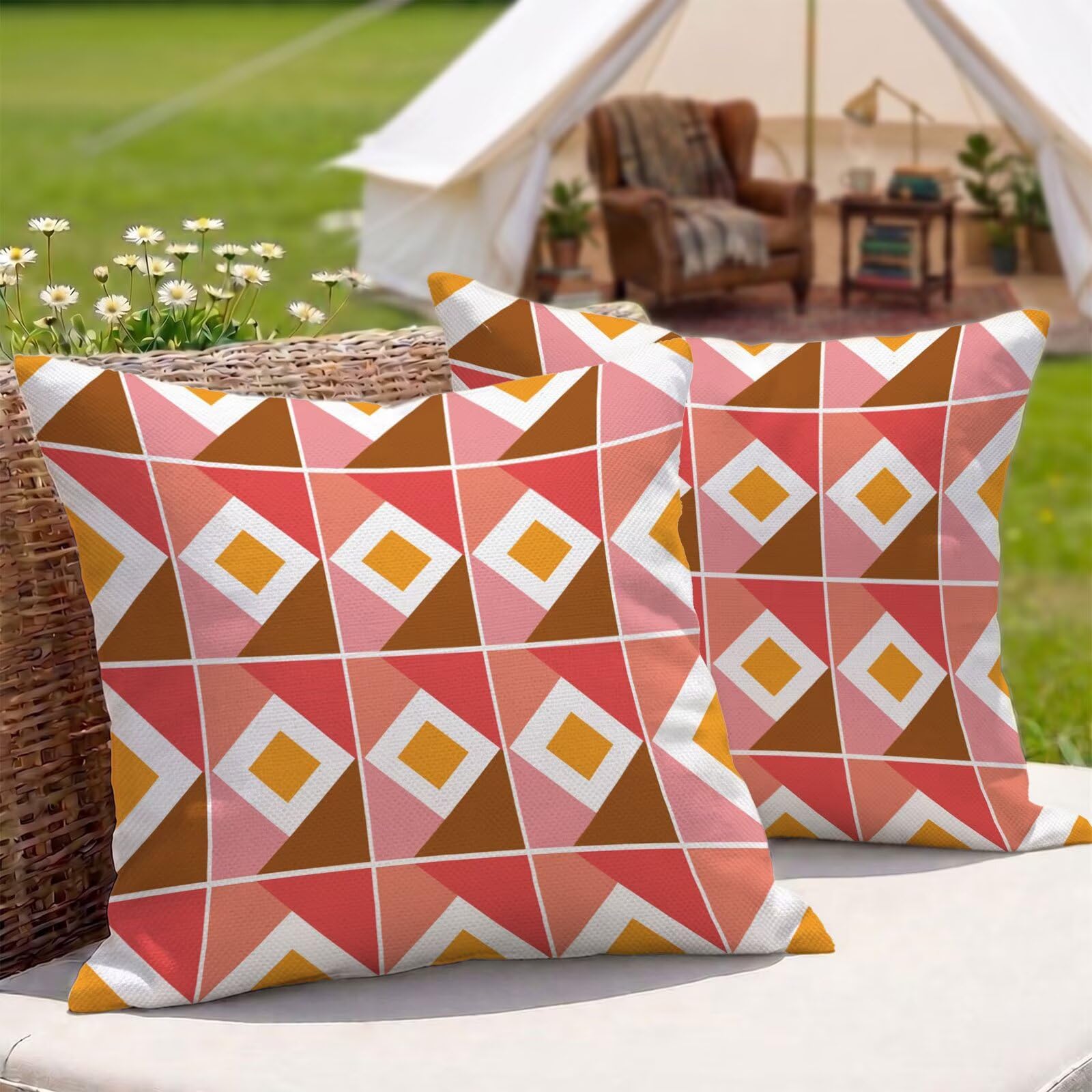 Housses coussin extérieur imperméables 50x50 lot de 2 anti pluie pour terrasse