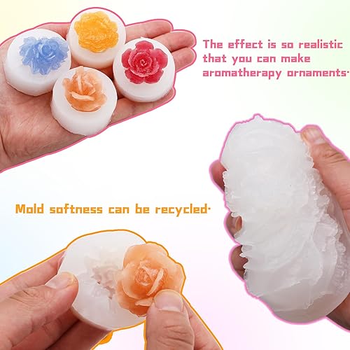 Miniatura 5 de EuTengHao Juego de moldes de silicona de peonía, molde de fundición de silicona de flores, molde de resina de rosa, fácil liberación, reutilizable