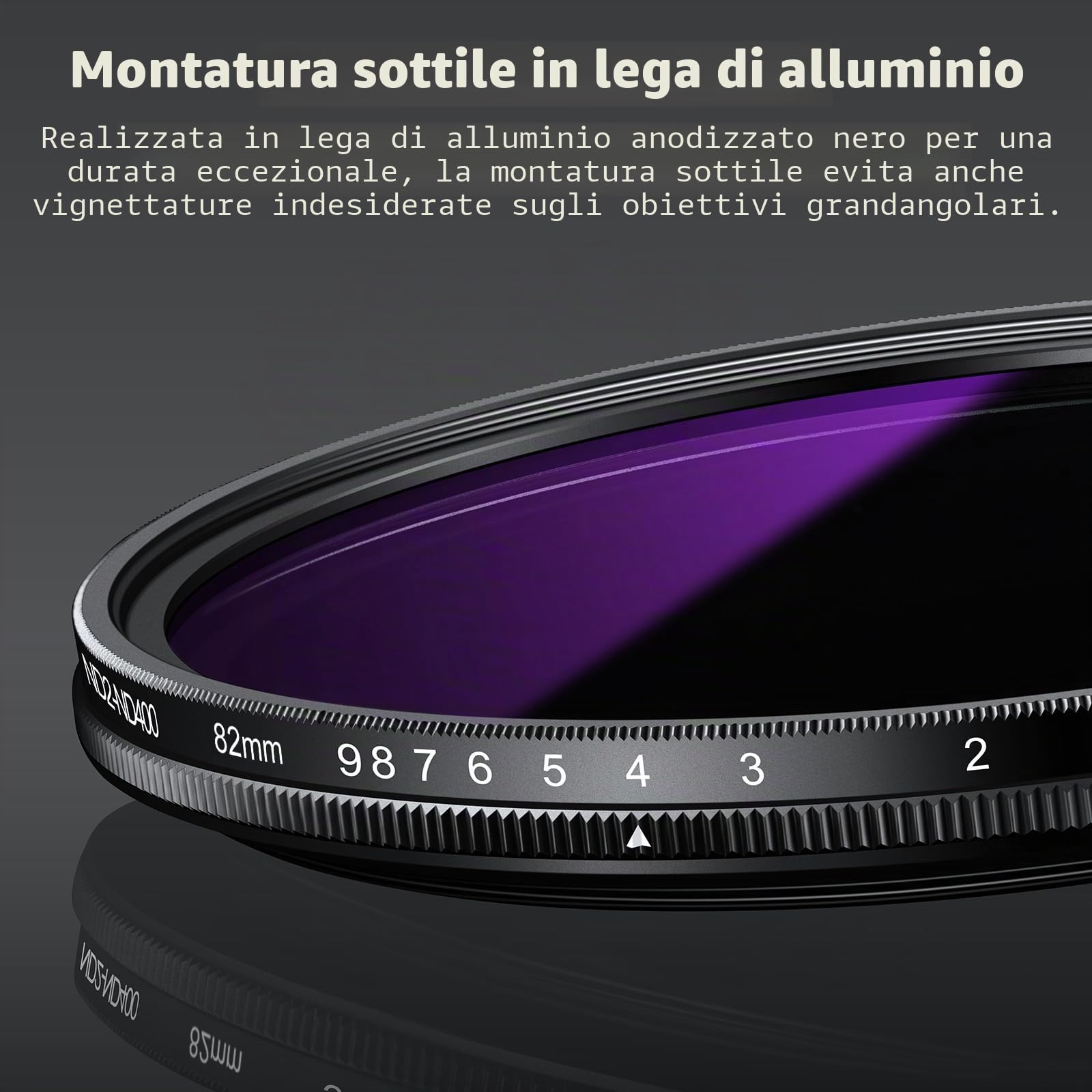 NEEWER 82mm Filtro ND Variabile, ND2-400 (1-9 Stop) Filtro a Densità Neutra Variabile Rotante Regolabile per Lente Fotocamera in Vetro Ottico Multistrato per Bilanciamento Esposizione, 3 Panni Pulizia