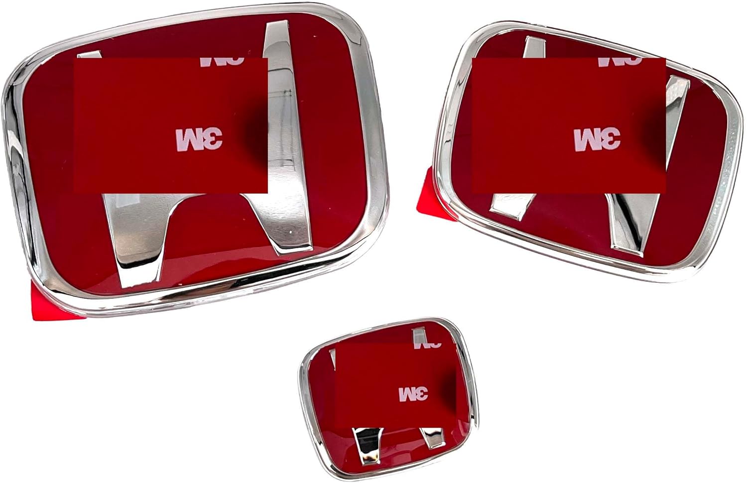 RED Car Emblem Logo Front Rear Steering Wheel Badge Set Replace Compatible for Honda Civic 06-15 4DR Sedan