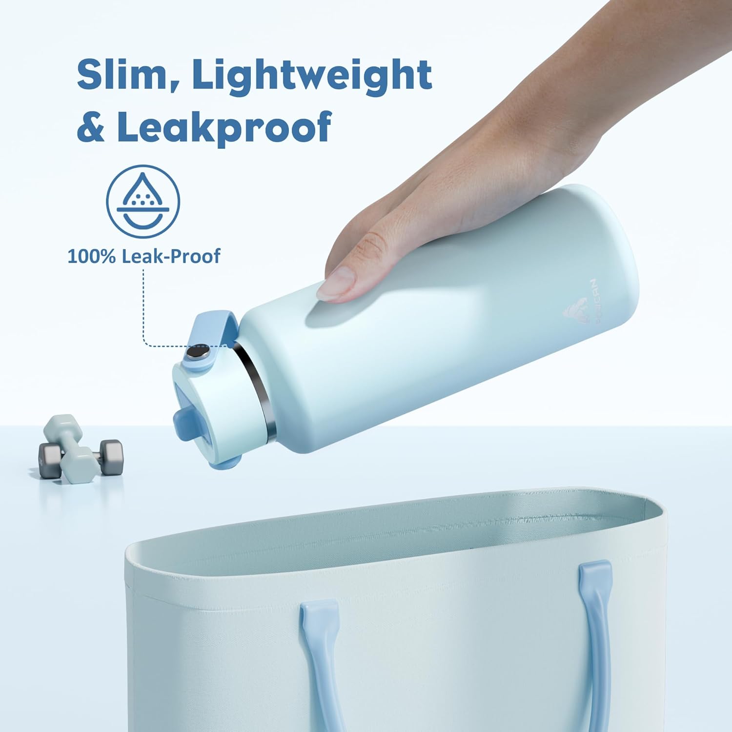 POWCAN 18 oz Insulated Water Bottle: Leakproof, Keep Cold 24H, BPA-Free, Top Handle, Stainless Steel Water Bottle with Straw for Travel, School, Outdoors, Camping, Sport, Gift for Kids (Sea Breeze) - Image 3