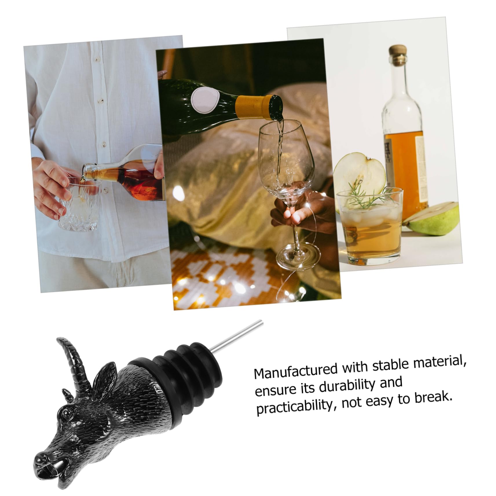 AUTSUPPL Oil Bottle Pourer Alloy Wine Bottle Pourers Black Vinegar Bottle Spouts Beer Wine Alloy